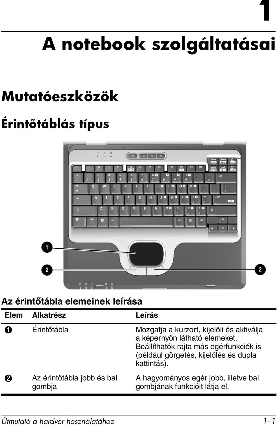 Beállíthatók rajta más egérfunkciók is (például görgetés, kijelölés és dupla kattintás).