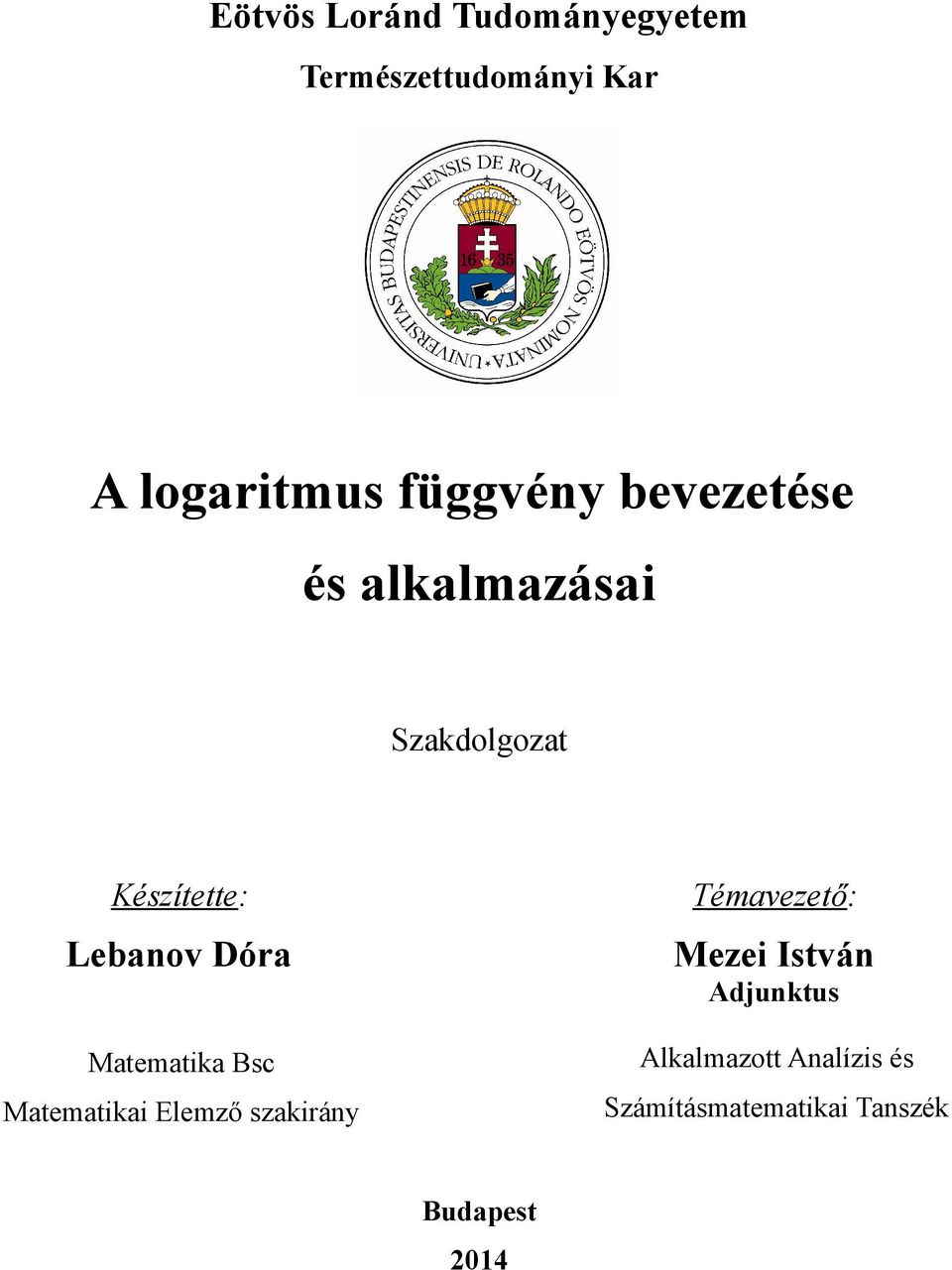 Lebaov Dóa Mezei Istvá Adjuktus Matematika Bs Alkalmazott Aalízis