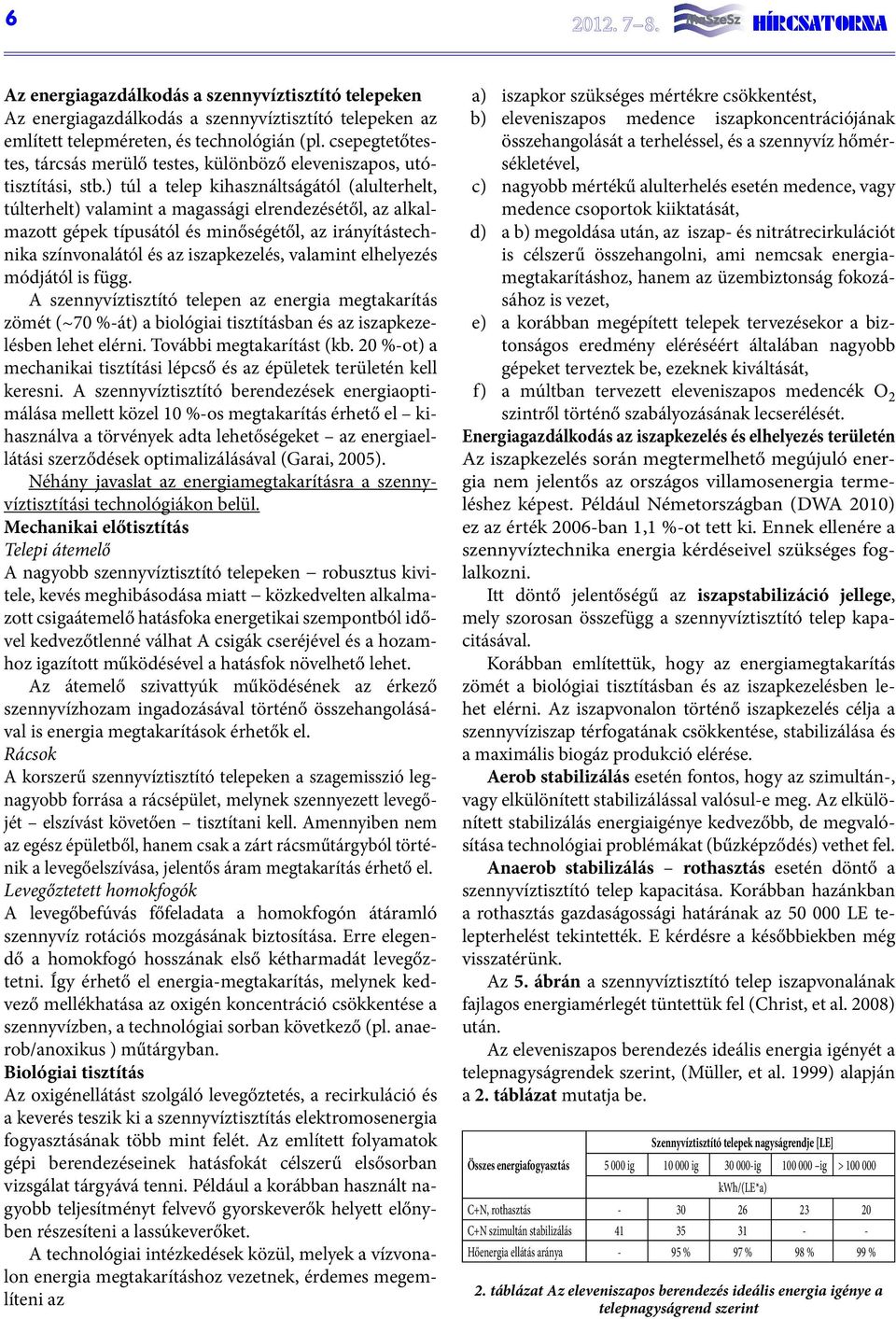 ) túl a telep kihasználtságától (alulterhelt, túlterhelt) valamint a magassági elrendezésétől, az alkalmazott gépek típusától és minőségétől, az irányítástechnika színvonalától és az iszapkezelés,