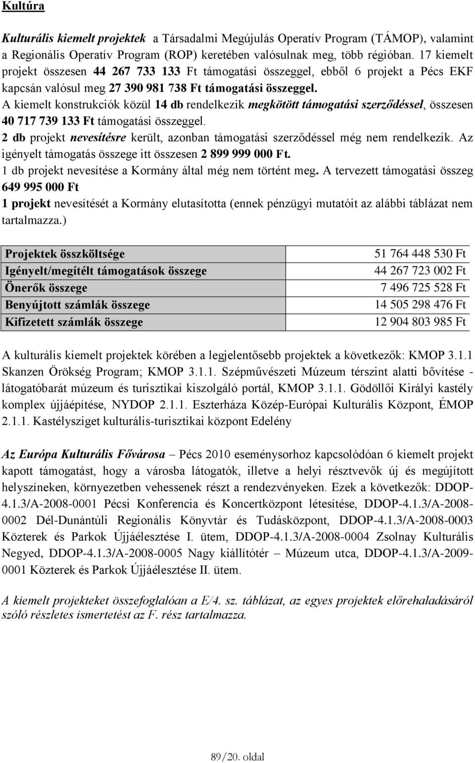 A kiemelt konstrukciók közül 14 db rendelkezik megkötött támogatási szerződéssel, összesen 40 717 739 133 Ft támogatási összeggel.