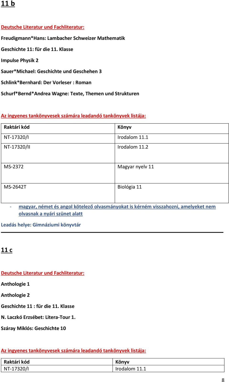 Themen und Strukturen NT-17320/I Irodalom 11.1 NT-17320/II Irodalom 11.