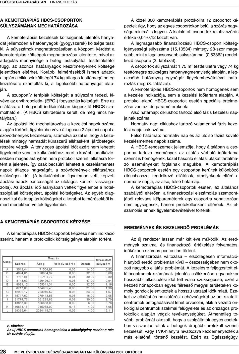 készítményeinek költsége jelentôsen eltérhet. Korábbi felmérésekbôl ismert adatok alapján a ciklusok költségét 74 kg átlagos testtömegû beteg kezelésére számolták ki, a legolcsóbb hatóanyagár alapján.