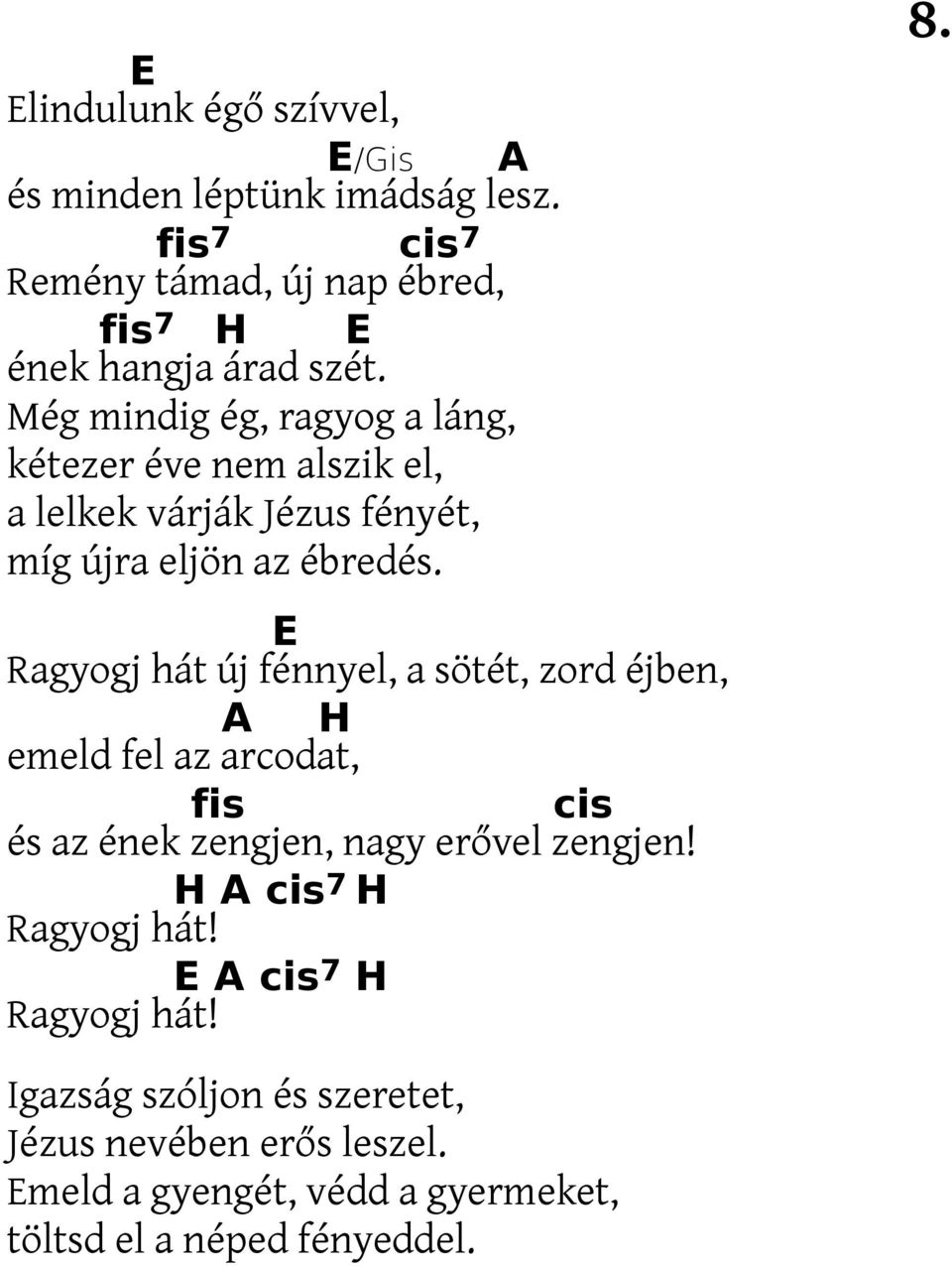 Még mindig ég, ragyog a láng, kétezer éve nem alszik el, a lelkek várják Jézus fényét, míg újra eljön az ébredés.