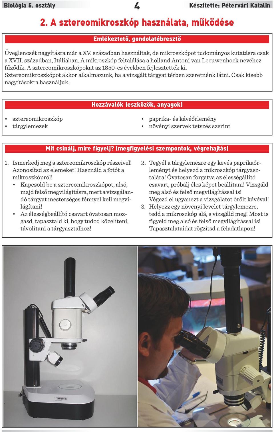 Biológia 5. osztály. 1. Lágyszárú növények vizsgálata A sztereomikroszkóp  használata, működése Élesztőgomba vizsgálata... - PDF Free Download
