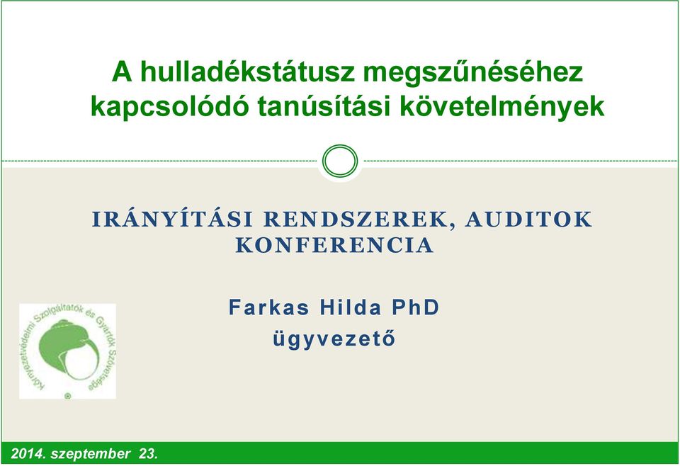 IRÁNYÍTÁSI RENDSZEREK, AUDITOK