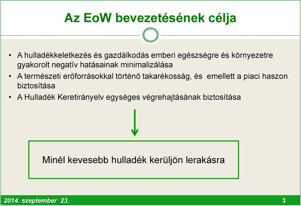 történő takarékosság, és emellett a piaci haszon biztosítása A Hulladék Keretirányelv