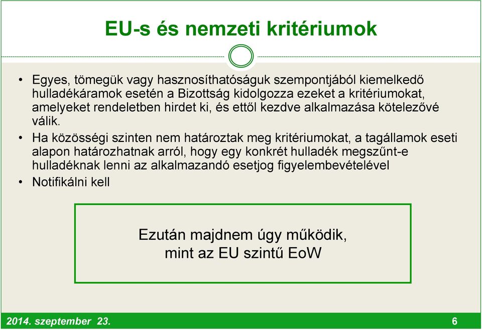 Ha közösségi szinten nem határoztak meg kritériumokat, a tagállamok eseti alapon határozhatnak arról, hogy egy konkrét hulladék