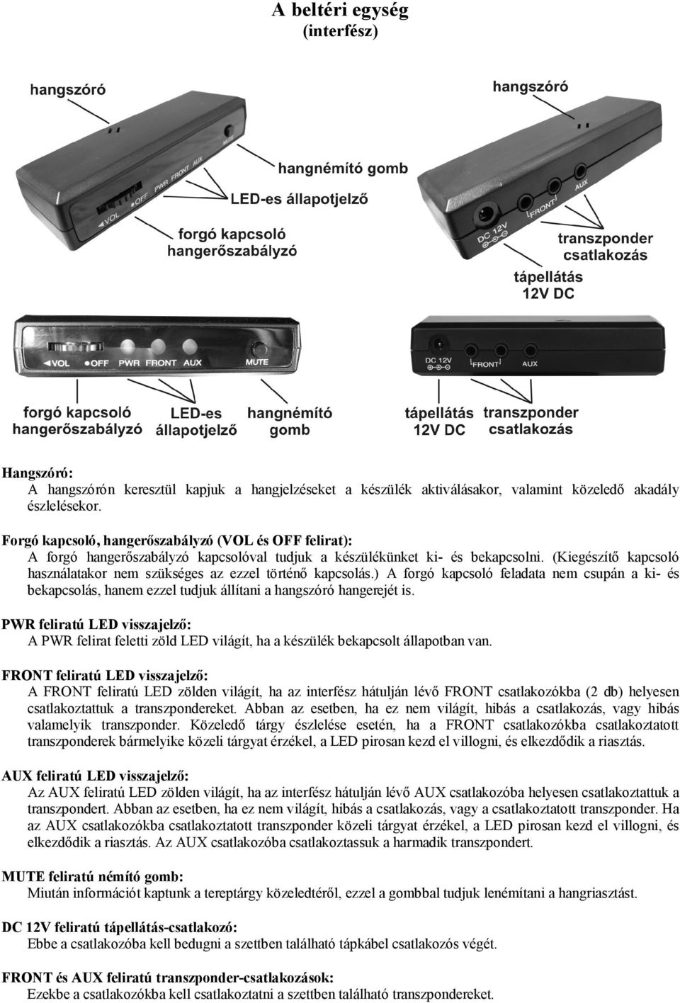 (Kiegészítő kapcsoló használatakor nem szükséges az ezzel történő kapcsolás.) A forgó kapcsoló feladata nem csupán a ki- és bekapcsolás, hanem ezzel tudjuk állítani a hangszóró hangerejét is.