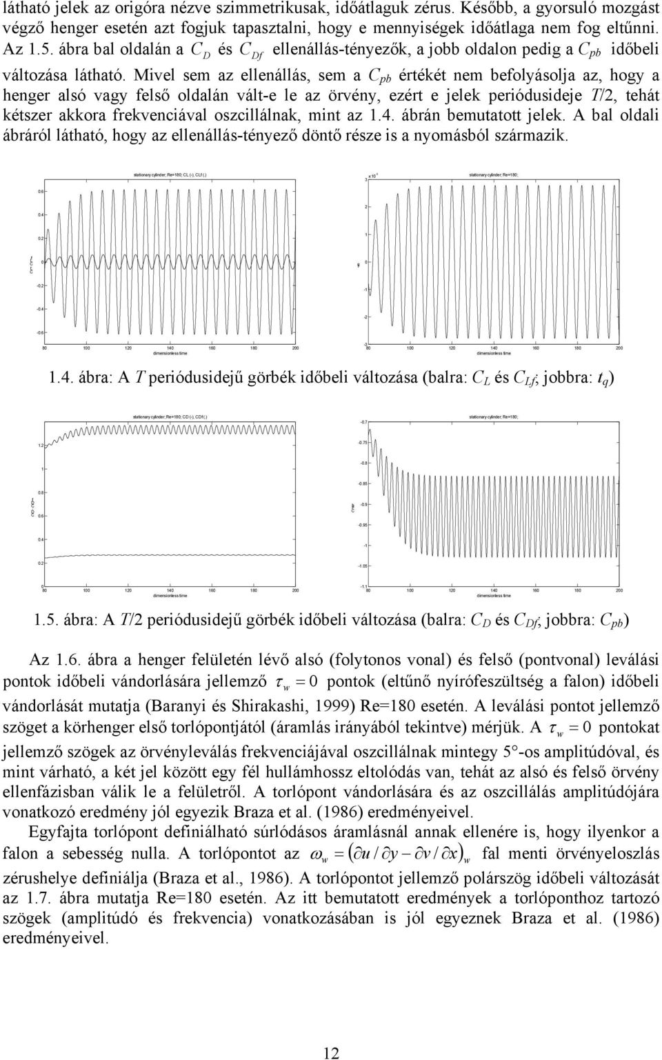 Mivel sem az ellenállás, sem a pb értékét nem befolásolja az, hog a henger alsó vag felső oldalán vált-e le az örvén, ezért e jelek periódusideje T/, tehát kétszer akkora frekvenciával oszcillálnak,