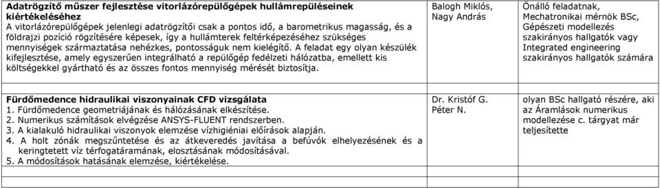 A feladat egy olyan készülék kifejlesztése, amely egyszerűen integrálható a repülőgép fedélzeti hálózatba, emellett kis költségekkel gyártható és az összes fontos mennyiség mérését biztosítja.