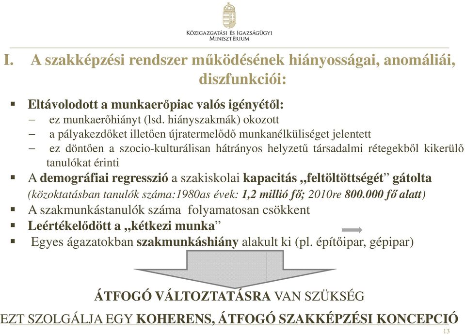 érinti A demográfiai regresszió a szakiskolai kapacitás feltöltöttségét gátolta (közoktatásban tanulók száma:1980as évek: 1,2 millió fő; 2010re 800.