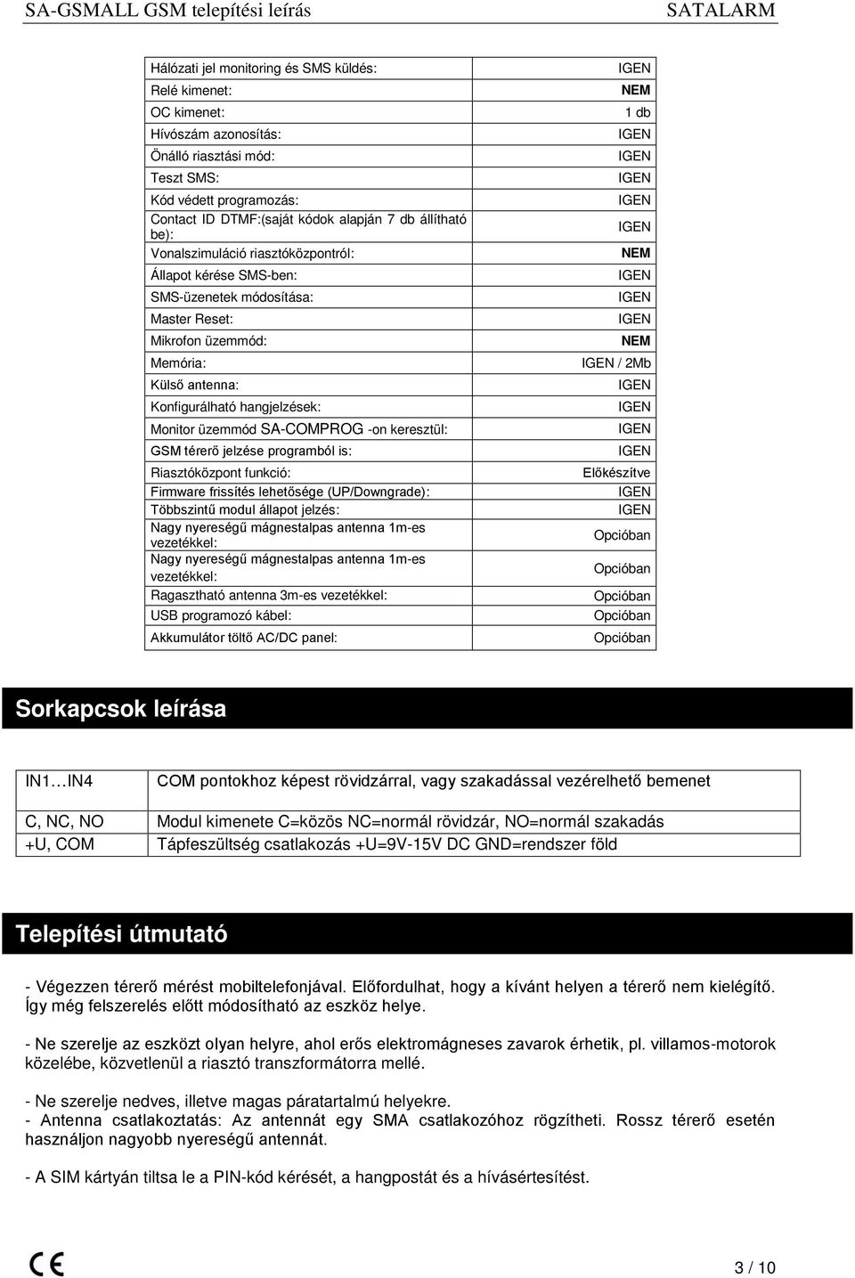 keresztül: GSM térerő jelzése programból is: Riasztóközpont funkció: Firmware frissítés lehetősége (UP/Downgrade): Többszintű modul állapot jelzés: Nagy nyereségű mágnestalpas antenna 1m-es