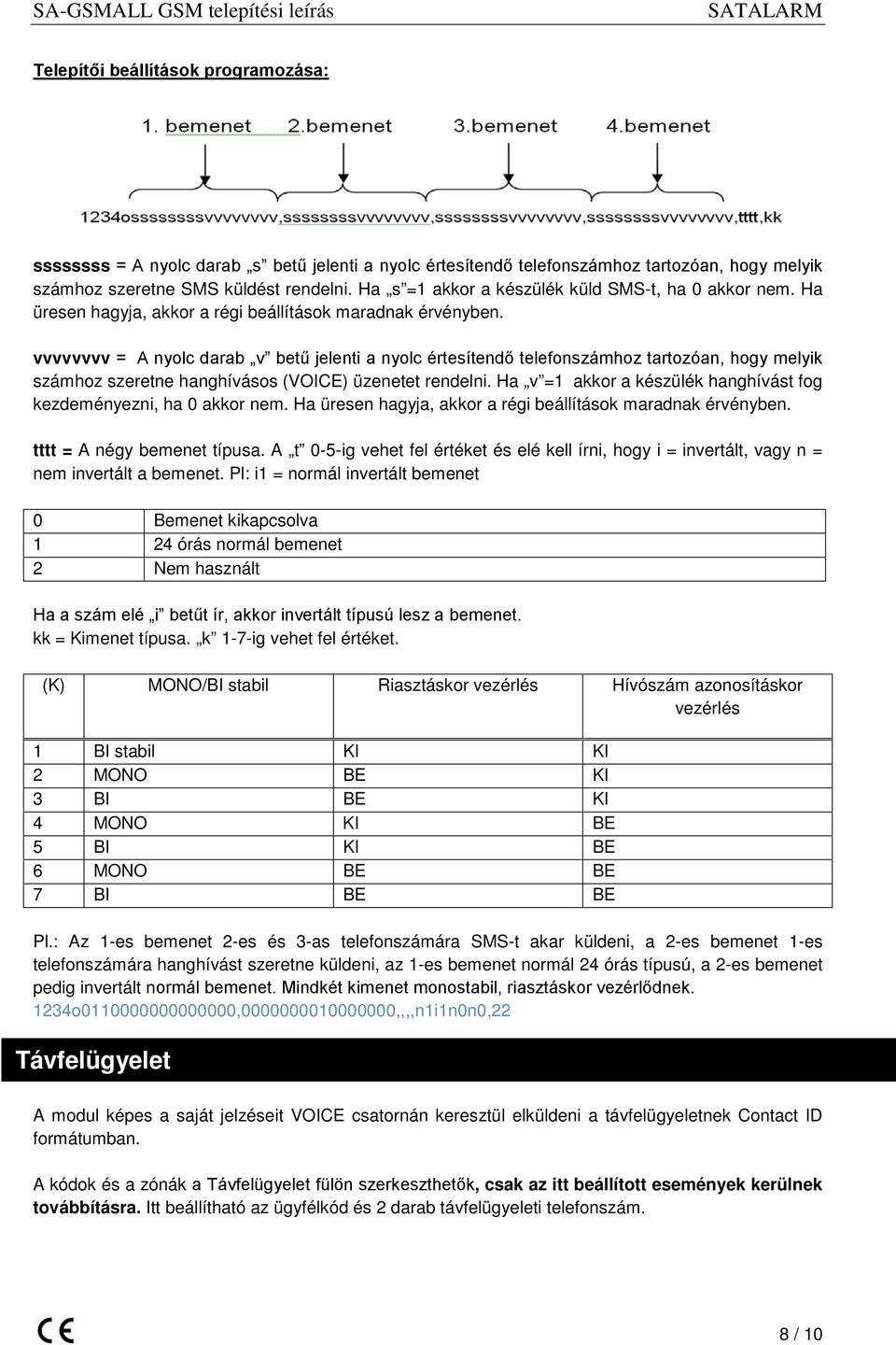 vvvvvvvv = A nyolc darab v betű jelenti a nyolc értesítendő telefonszámhoz tartozóan, hogy melyik számhoz szeretne hanghívásos (VOICE) üzenetet rendelni.