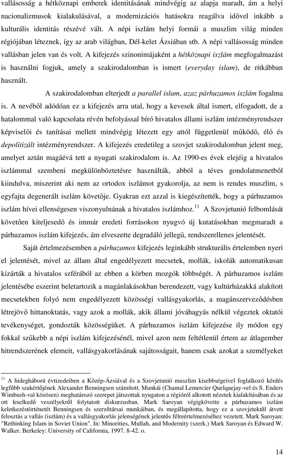 A kifejezés szinonimájaként a hétköznapi iszlám megfogalmazást is használni fogjuk, amely a szakirodalomban is ismert (everyday islam), de ritkábban használt.