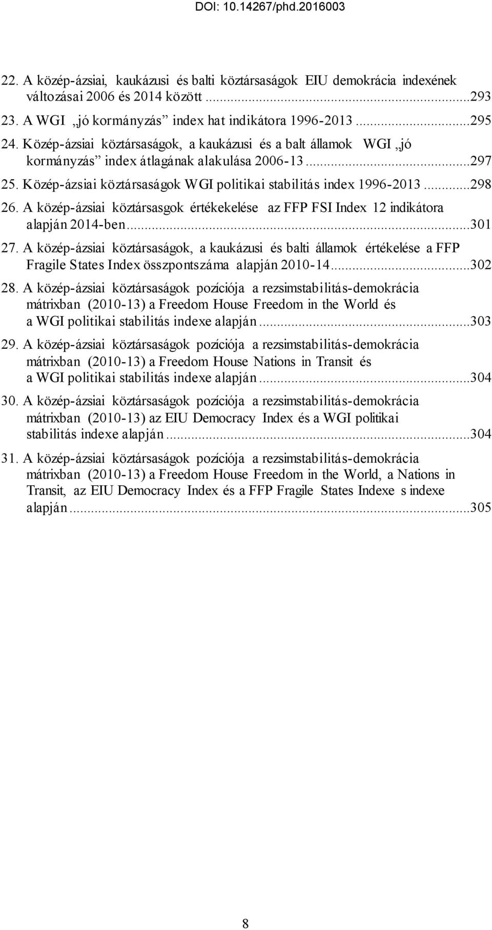 A közép-ázsiai köztársasgok értékekelése az FFP FSI Index 12 indikátora alapján 2014-ben...301 27.