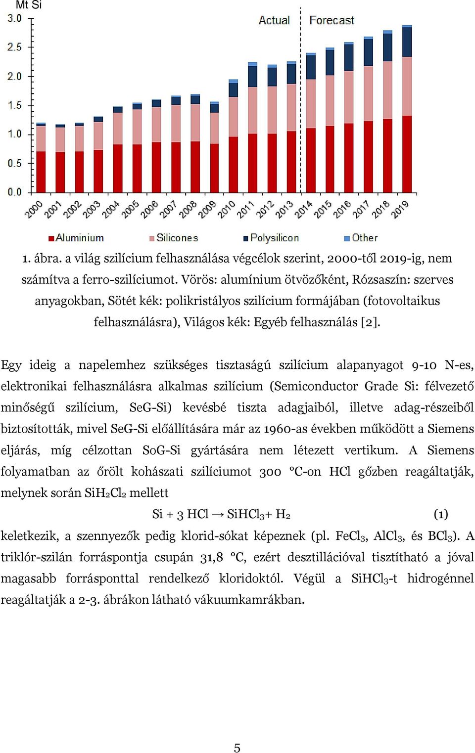 Egy ideig a napelemhez szükséges tisztaságú szilícium alapanyagot 9-10 N-es, elektronikai felhasználásra alkalmas szilícium (Semiconductor Grade Si: félvezető minőségű szilícium, SeG-Si) kevésbé