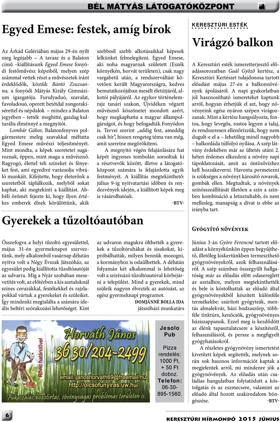Furulyaduó, szavalat, fuvoladouó, operett betétdal zongorakísérettel és népdalok mindez a Balaton jegyében tették meghitté, gazdag kulturális élménnyé a megnyitót.