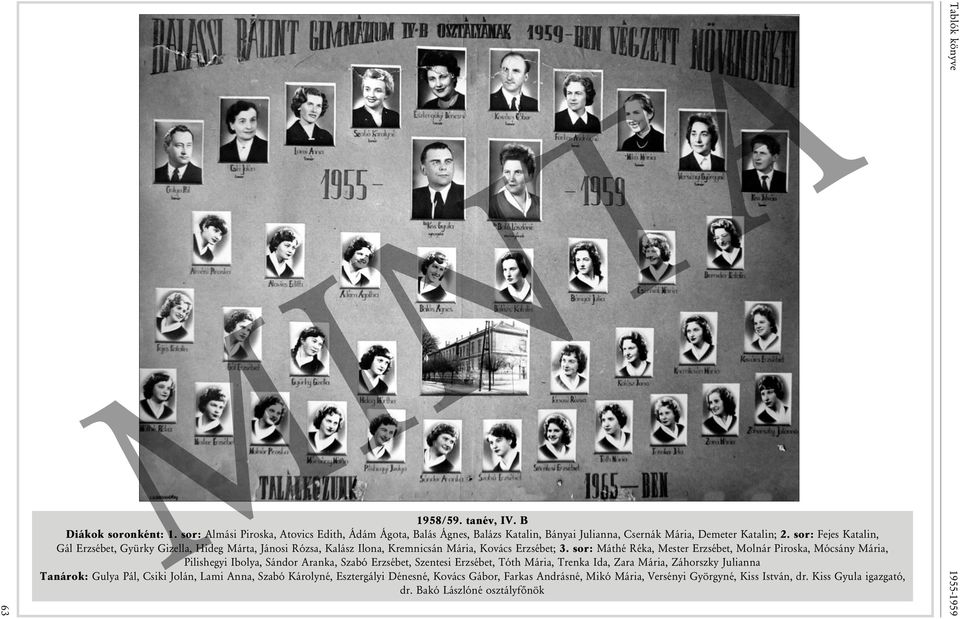 sor: Máthé Réka, Mester Erzsébet, Molnár Piroska, Mócsány Mária, Pilishegyi Ibolya, Sándor Aranka, Szabó Erzsébet, Szentesi Erzsébet, Tóth Mária, Trenka Ida, Zara Mária, Záhorszky