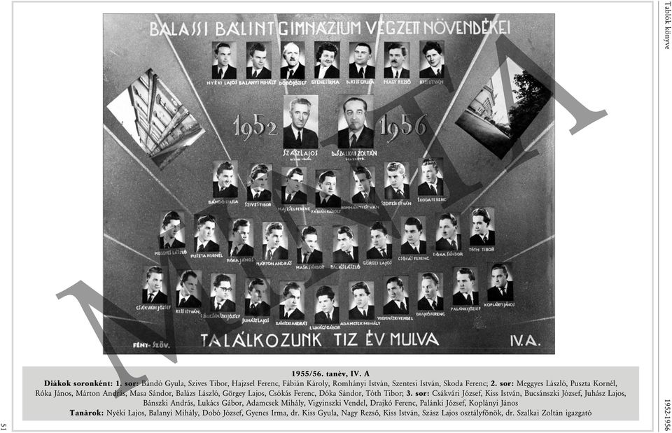 sor: Csákvári József, Kiss István, Bucsánszki József, Juhász Lajos, Bánszki András, Lukács Gábor, Adamcsek Mihály, Vigyinszki Vendel, Drajkó Ferenc, Palánki József,