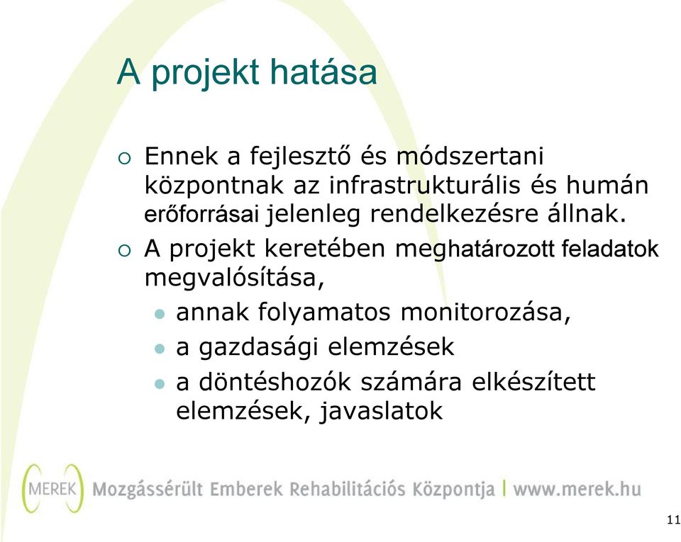 A projekt keretében meghatározott feladatok megvalósítása, annak folyamatos