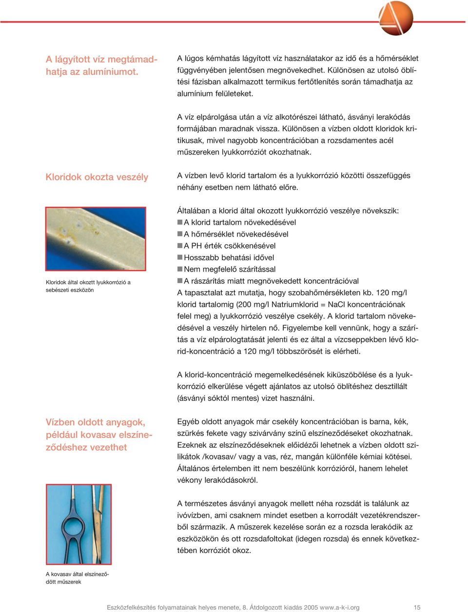 A víz elpárolgása után a víz alkotórészei látható, ásványi lerakódás formájában maradnak vissza.