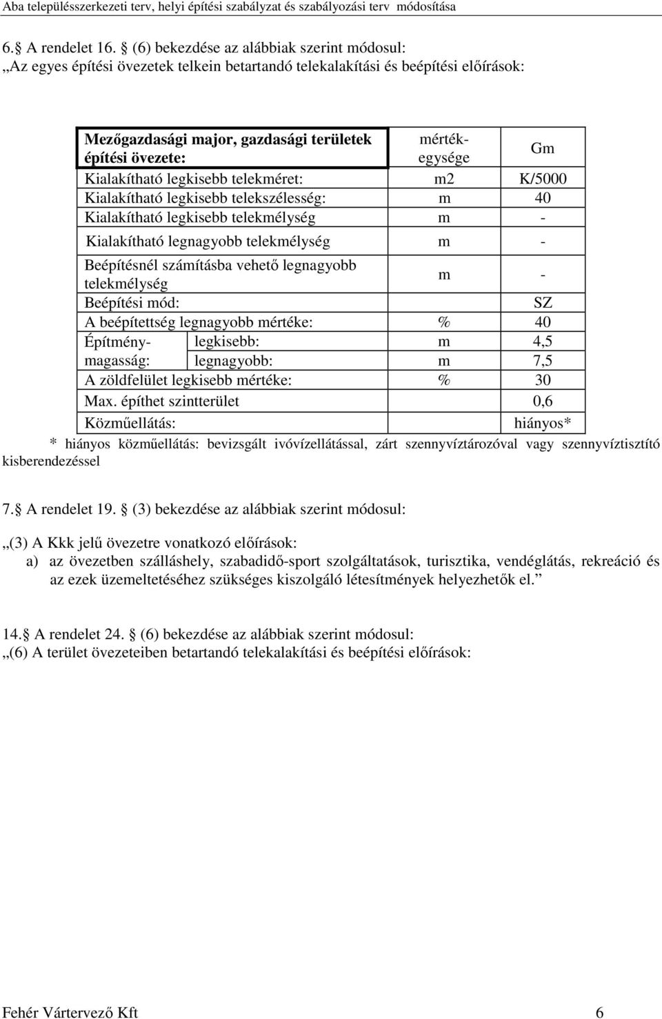 Gm Kialakítható legkisebb telekméret: m2 K/5000 Kialakítható legkisebb telekszélesség: m 40 Kialakítható legkisebb telekmélység m - Kialakítható legnagyobb telekmélység m - Beépítésnél számításba