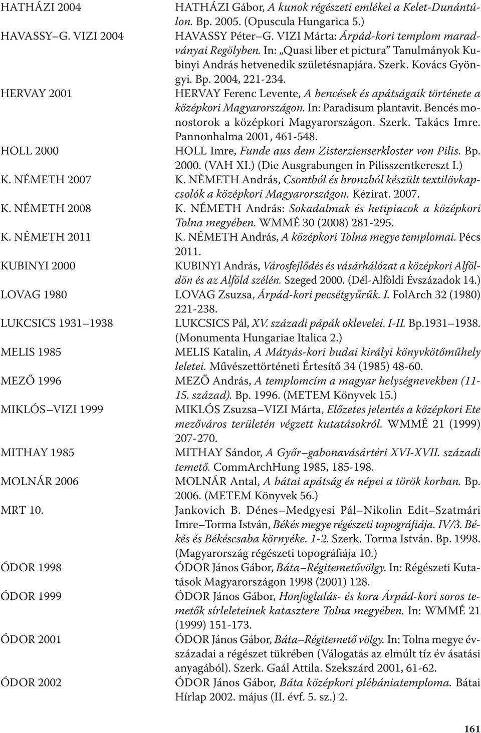 HERVAY 2001 HERVAY Ferenc Levente, A bencések és apátságaik története a középkori Magyarországon. In: Paradisum plantavit. Bencés monostorok a középkori Magyarországon. Szerk. Takács Imre.