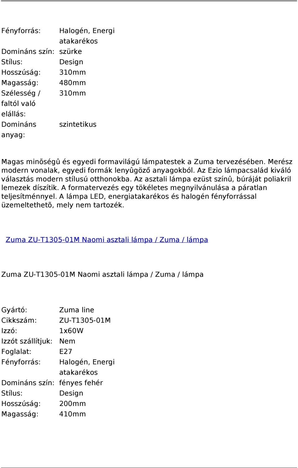 Az asztali lámpa ezüst színû, búráját poliakril lemezek díszítik. A formatervezés egy tökéletes megnyilvánulása a páratlan teljesítménnyel.