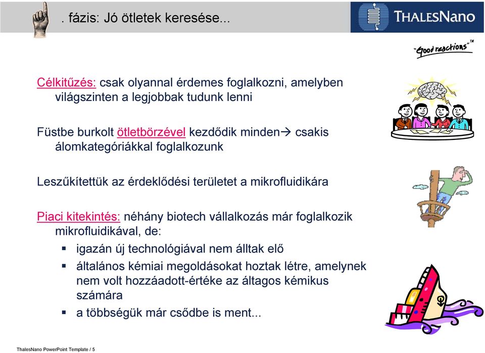 minden csakis álomkategóriákkal foglalkozunk Leszűkítettük az érdeklődési területet a mikrofluidikára Piaci kitekintés: néhány biotech