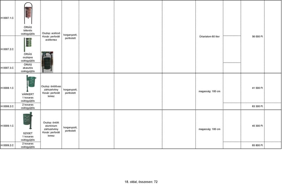 C VÁRKERT 1 kosaras csikkgyűjtős 2 kosaras csikkgyűjtős Oszlop: öntöttvas zártszelvény Kosár: perforált lemez magasság: 100 cm 41 500 Ft