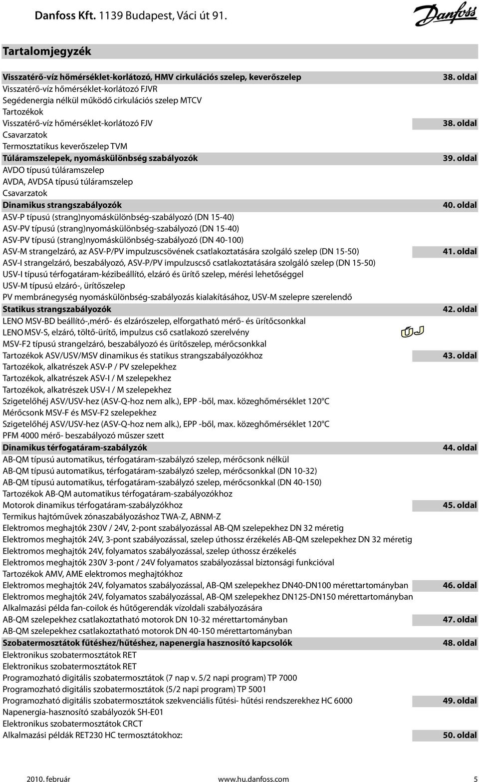 Csavarzatok Dinamikus strangszabályozók ASV-P típusú (strang)nyomáskülönbség-szabályozó (DN 15-40) ASV-PV típusú (strang)nyomáskülönbség-szabályozó (DN 15-40) ASV-PV típusú