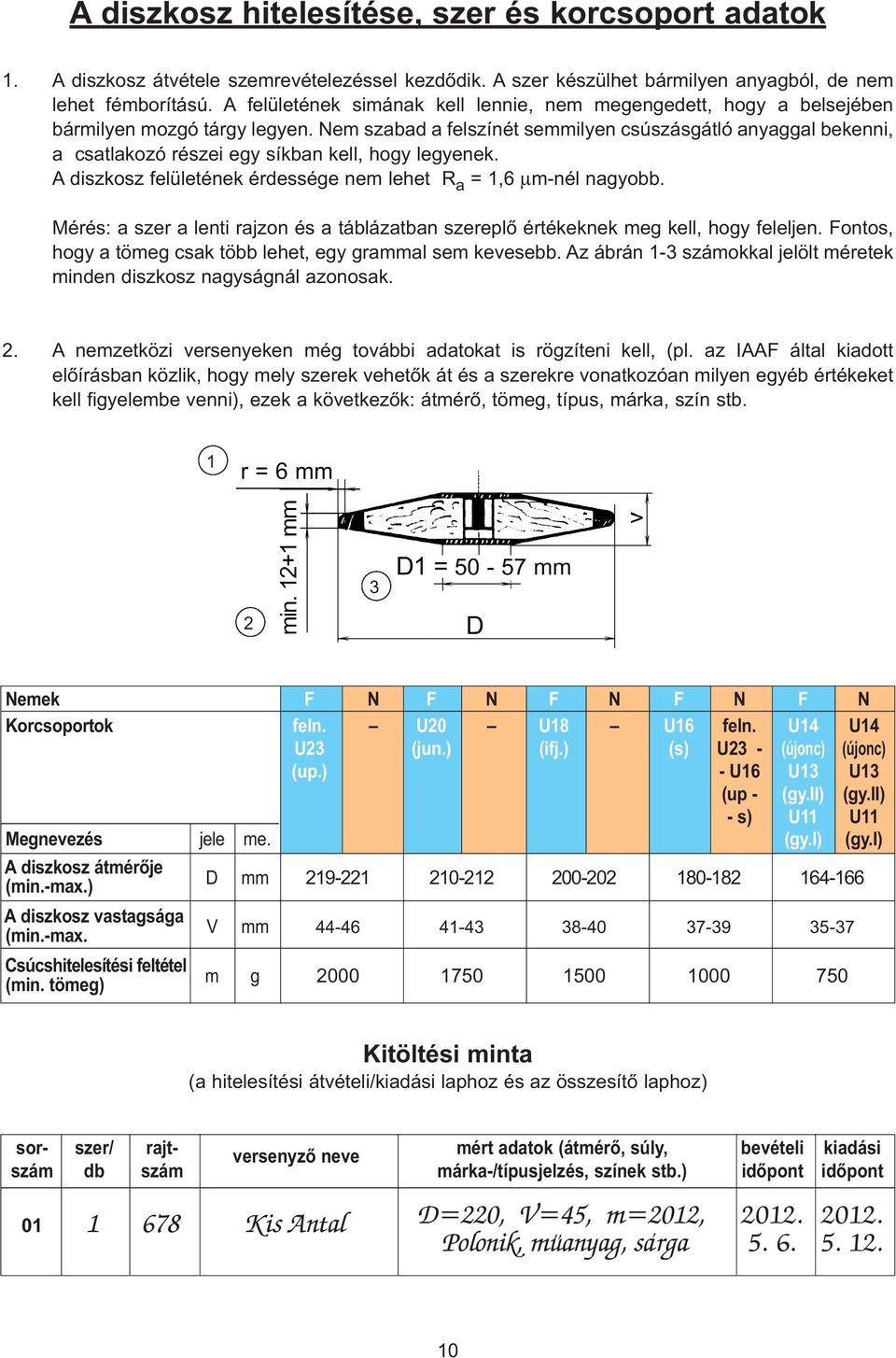 Nem szabad a felszínét semmilyen csúszásgátló anyaggal bekenni, a csatlakozó részei egy síkban kell, hogy legyenek. A diszkosz felületének érdessége nem lehet R a = 1,6 µm-nél nagyobb.