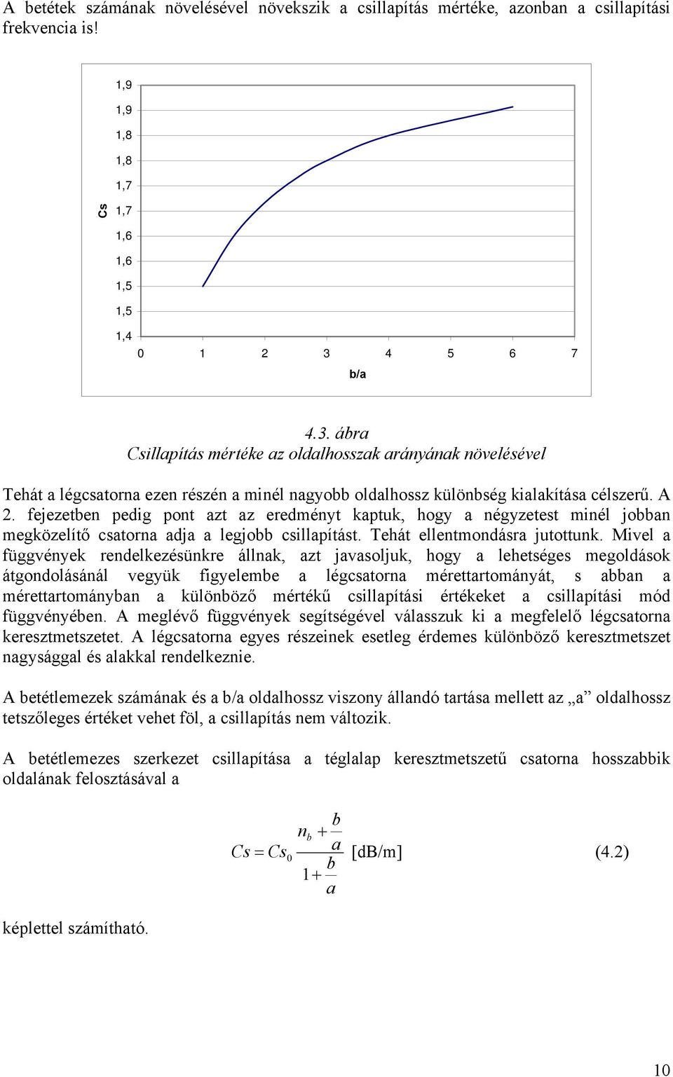 fejezetben pedig pont azt az eredményt kaptuk, hogy a négyzetest minél jobban megközelítő csatorna adja a legjobb csillapítást. Tehát ellentmondásra jutottunk.