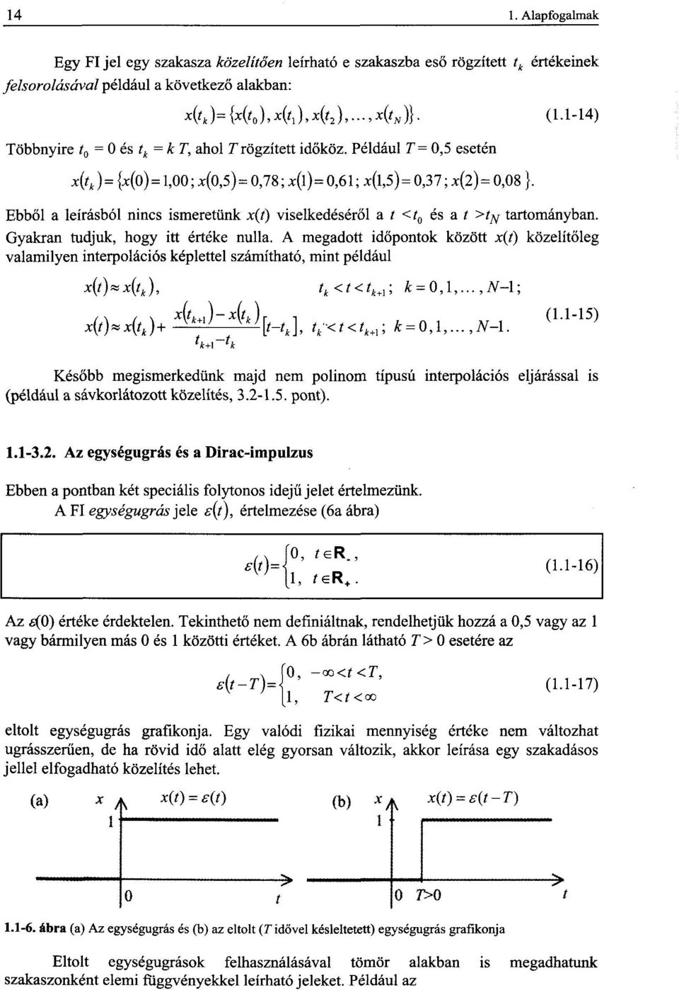 Ebből a leírásból nincs ismeretünk x(t) viselkedéséről a t <t 0 és a t >t N tartományban. Gyakran tudjuk, hogy itt értéke nulla.