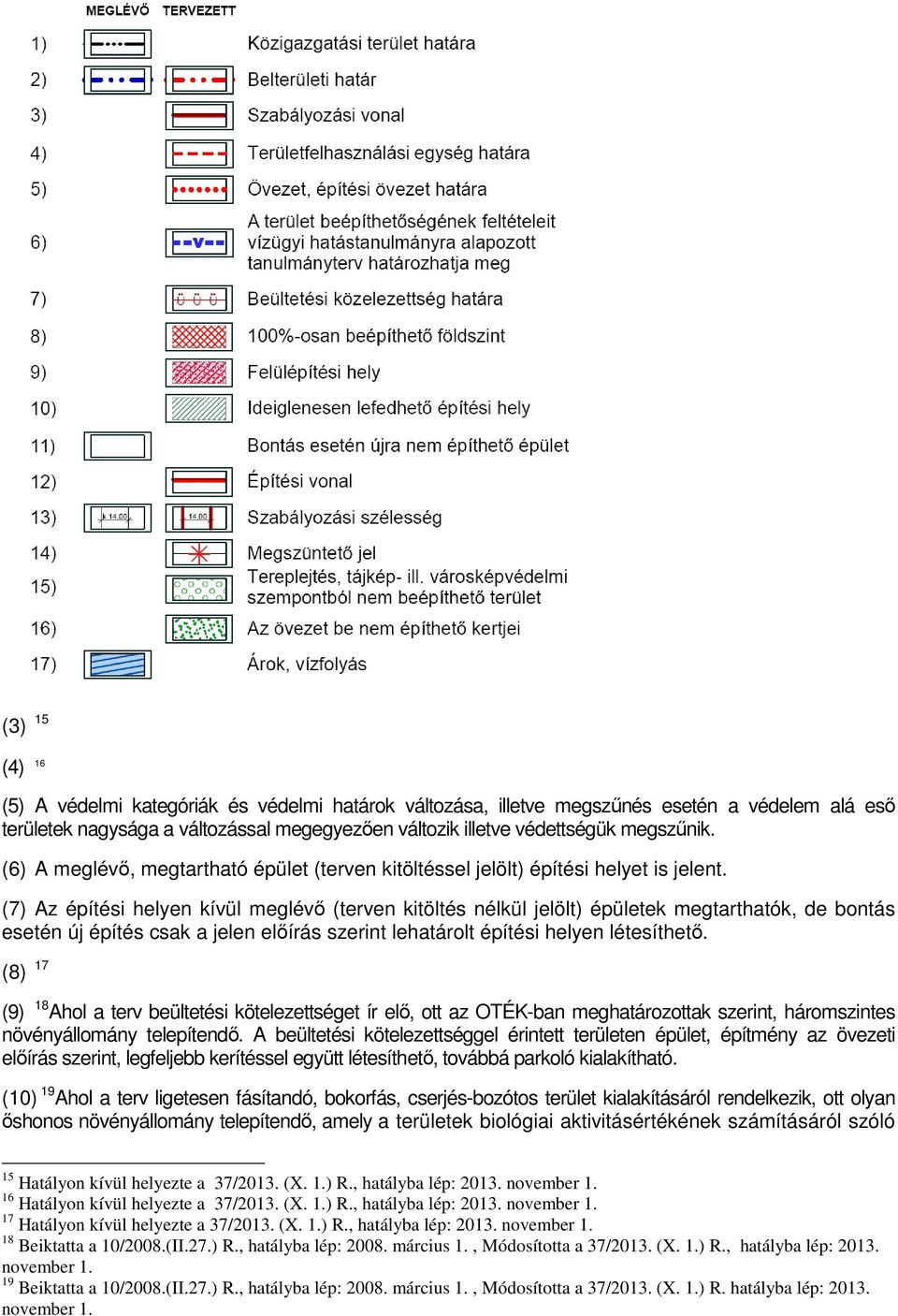 (7) Az építési helyen kívül meglévő (terven kitöltés nélkül jelölt) épületek megtarthatók, de bontás esetén új építés csak a jelen előírás szerint lehatárolt építési helyen létesíthető.