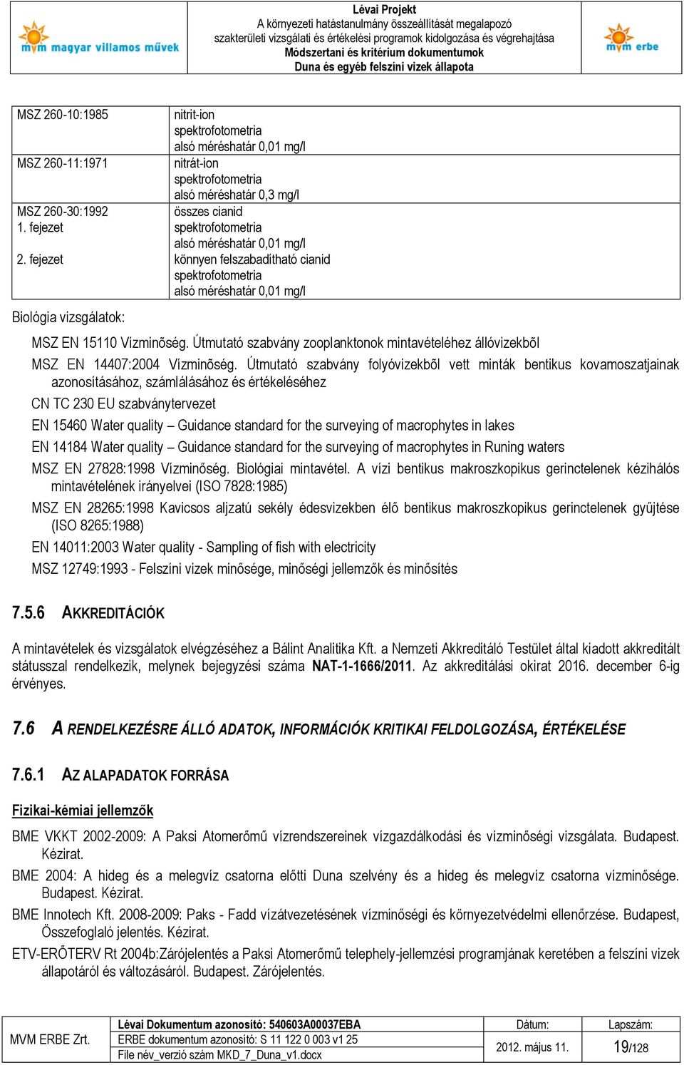 felszabadítható cianid spektrofotometria alsó méréshatár 0,01 MSZ EN 15110 Vízminõség. Útmutató szabvány zooplanktonok mintavételéhez állóvizekbõl MSZ EN 14407:2004 Vízminõség.