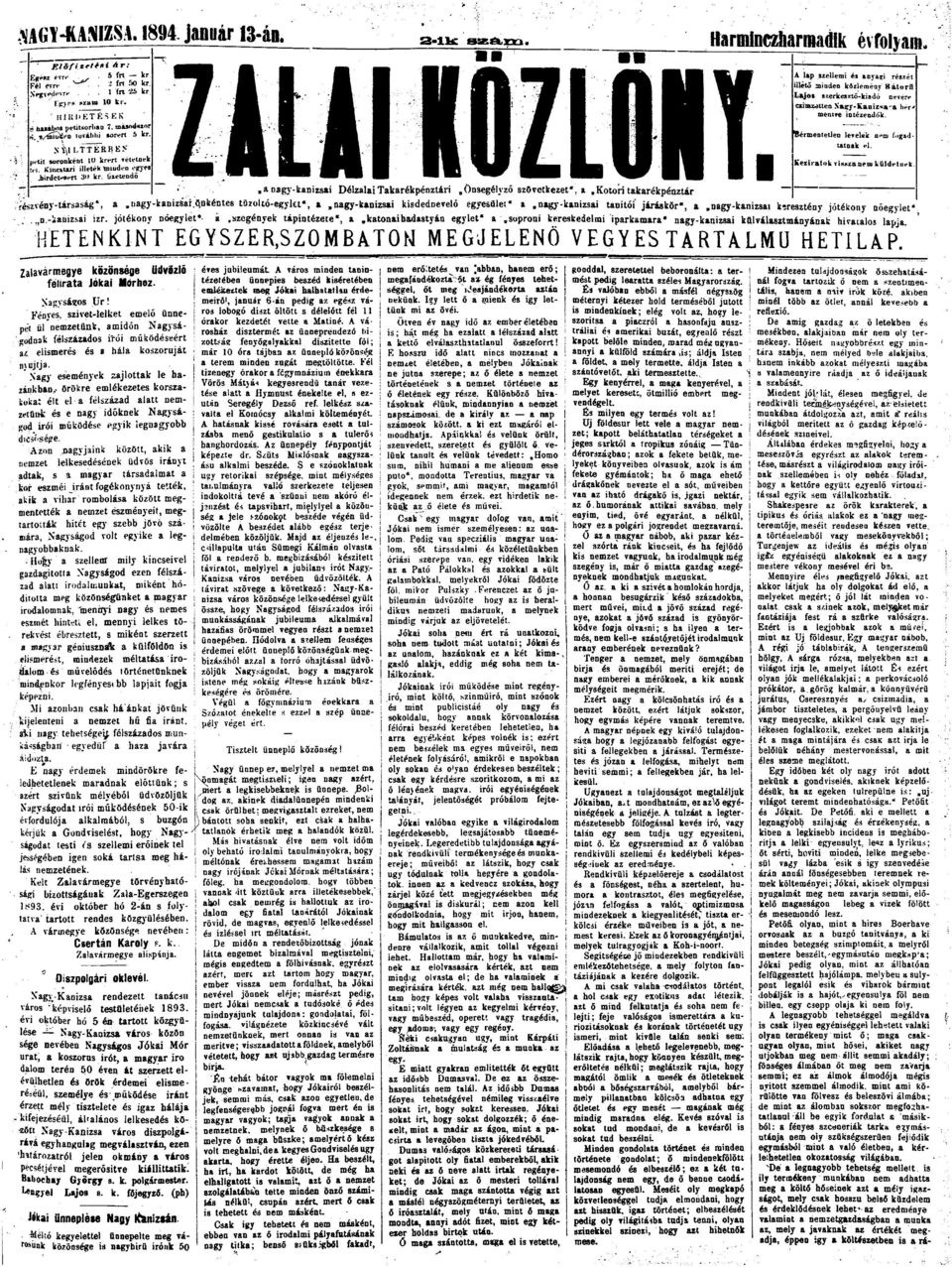liirtedó ngy-knizsi DélzliTkrékpénztári Önsegélyző szövetkezet*,,ktri tkrékpénztár A lp szellemi és uyzi részét illető minden közlemény Kátrl!