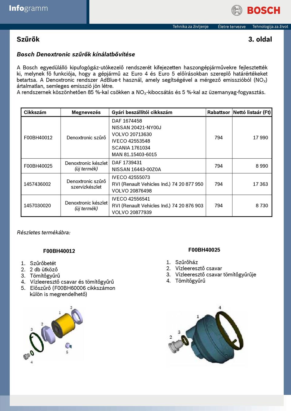 és Euro 5 előírásokban szereplő határértékeket betartsa. A Denoxtronic rendszer AdBlue-t használ, amely segítségével a mérgező emisszióból (NO X ) ártalmatlan, semleges emisszió jön létre.