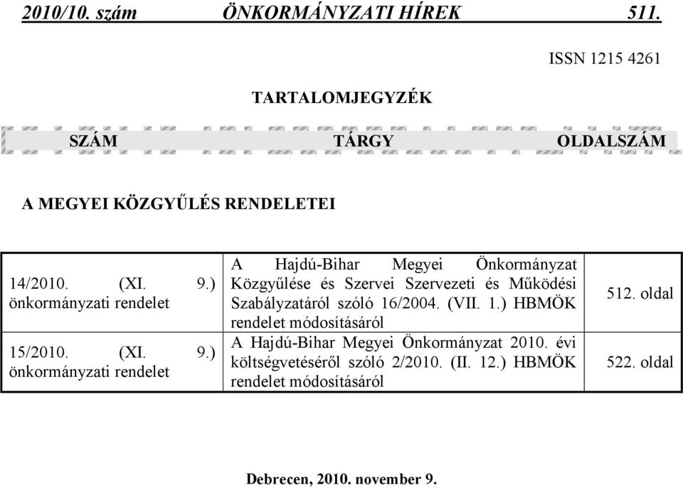 ) önkormányzati rendelet 15/2010.