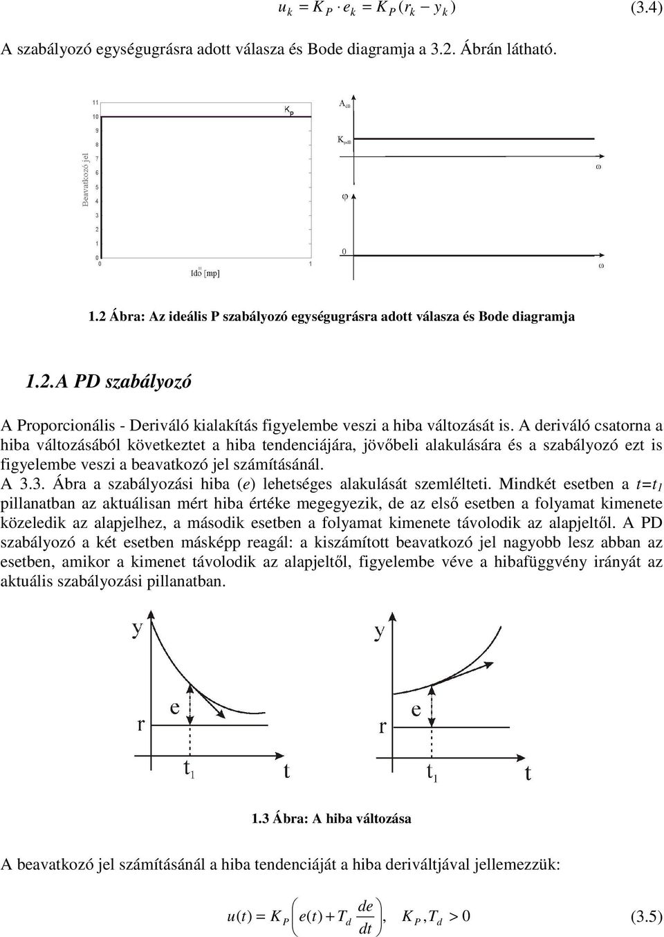 3. Ábra a abályoá hba lhtég alaláát mléltt. Mnét tbn a tt pllanatban a atálan mért hba érté mggy, a l tbn a folyamat mnt öl a alapjlh, a máo tbn a folyamat mnt távolo a alapjltl.