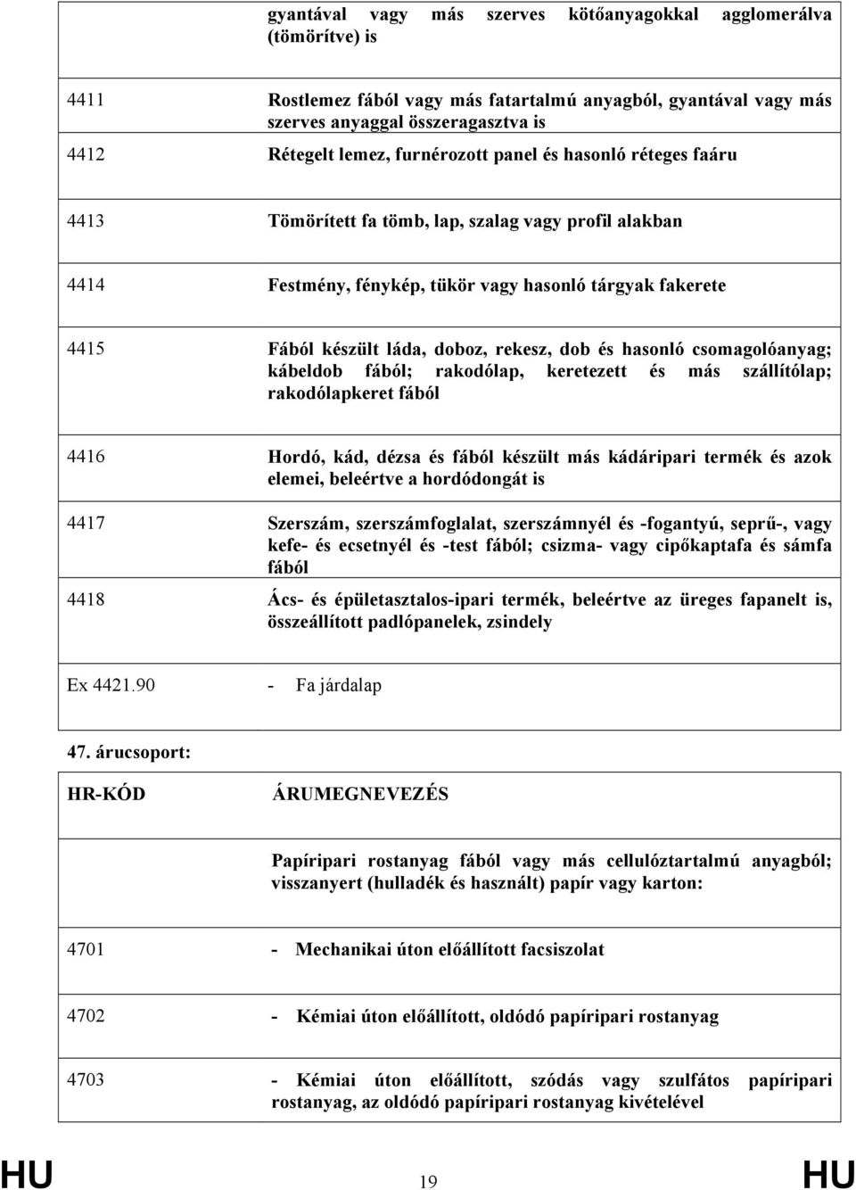 dob és hasonló csomagolóanyag; kábeldob fából; rakodólap, keretezett és más szállítólap; rakodólapkeret fából 4416 Hordó, kád, dézsa és fából készült más kádáripari termék és azok elemei, beleértve a
