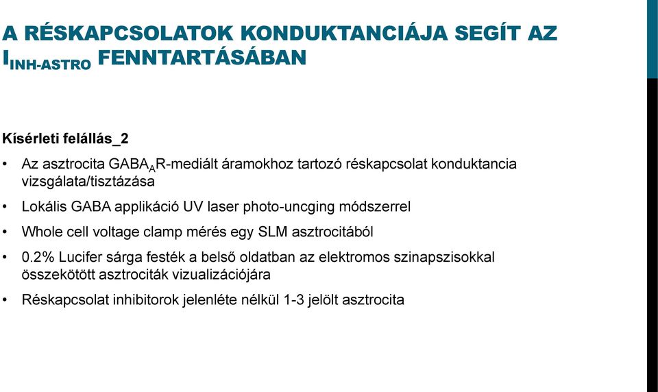 photo-uncging módszerrel Whole cell voltage clamp mérés egy SLM asztrocitából 0.