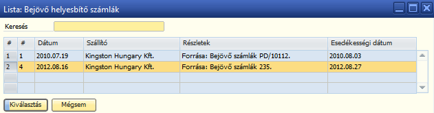 117. ábra: B > Bejövő helyesbítő számla visszavonása 1. 118.