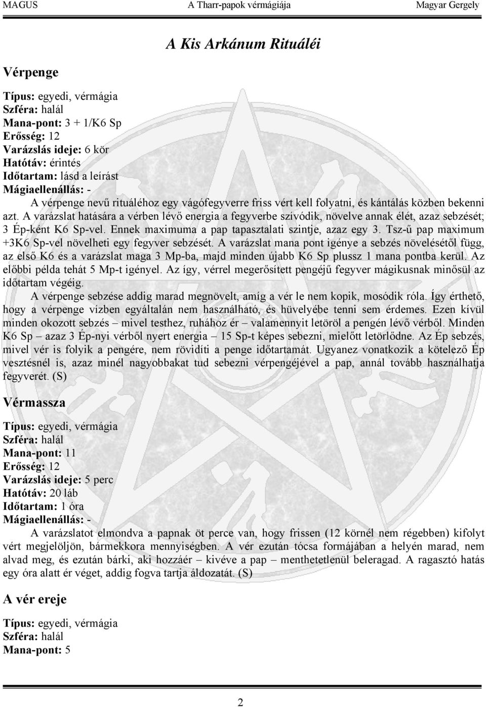 A Tharr-papok vérmágiája - PDF Ingyenes letöltés