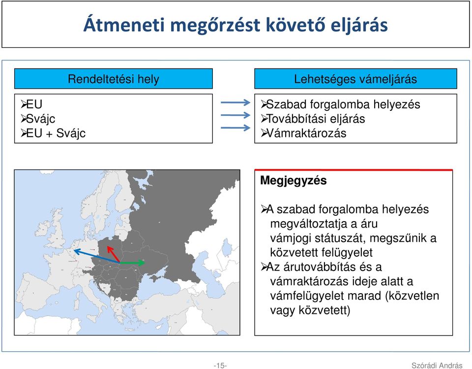 forgalomba helyezés megváltoztatja a áru vámjogi státuszát, megszűnik a közvetett felügyelet