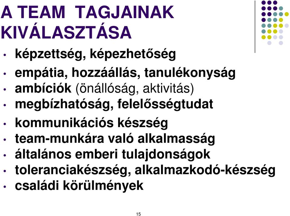 felelősségtudat kommunikációs készség team-munkára való alkalmasság