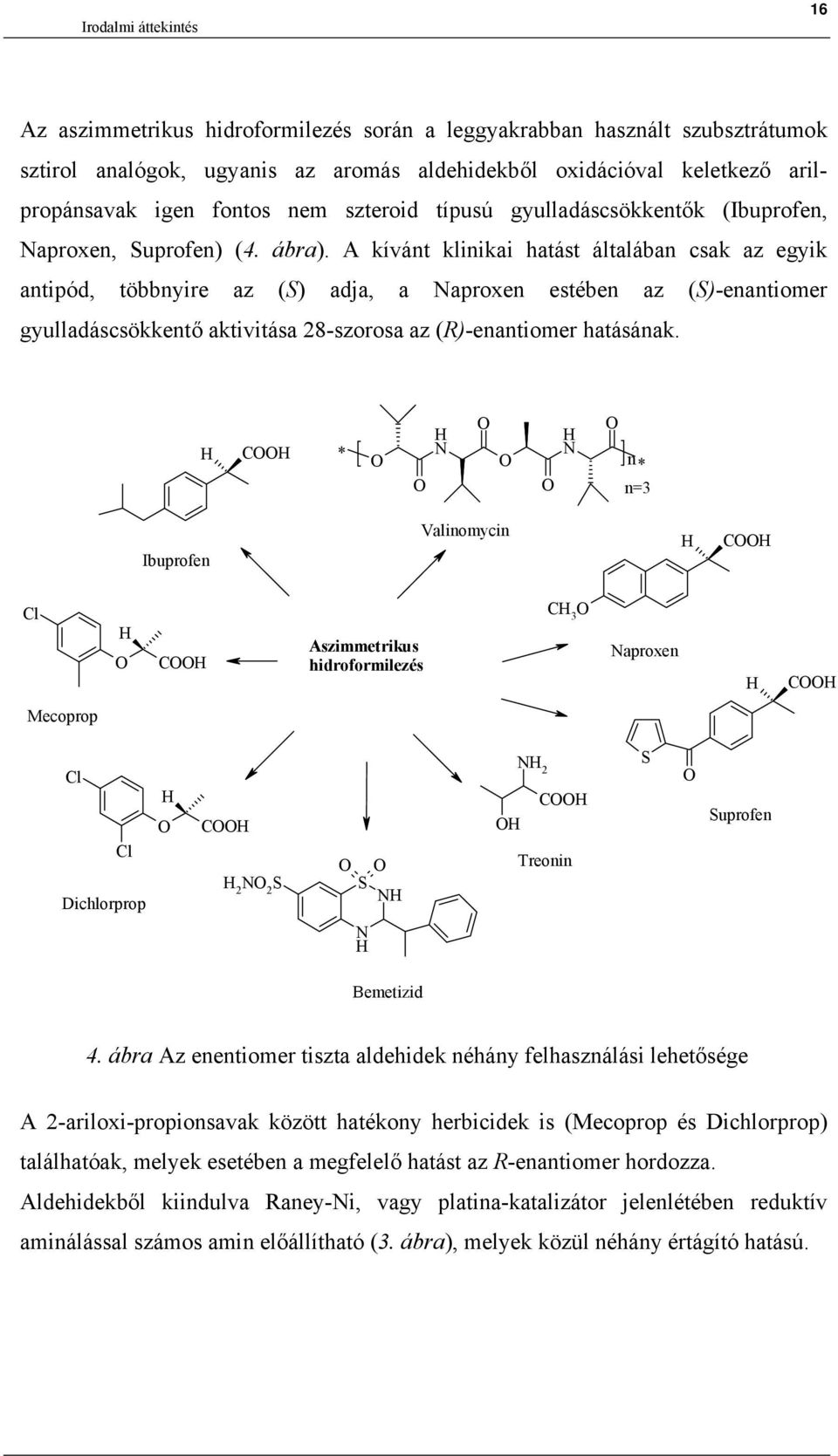 A kívánt klinikai hatást általában csak az egyik antipód, többnyire az (S) adja, a Naproxen estében az (S)-enantiomer gyulladáscsökkentő aktivitása 28-szorosa az (R)-enantiomer hatásának.
