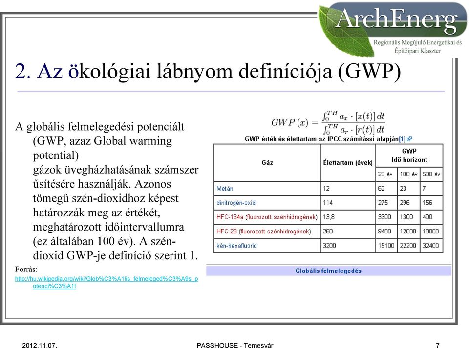 Azonos tömegű szén-dioxidhoz képest határozzák meg az értékét, meghatározott időintervallumra (ez általában 100