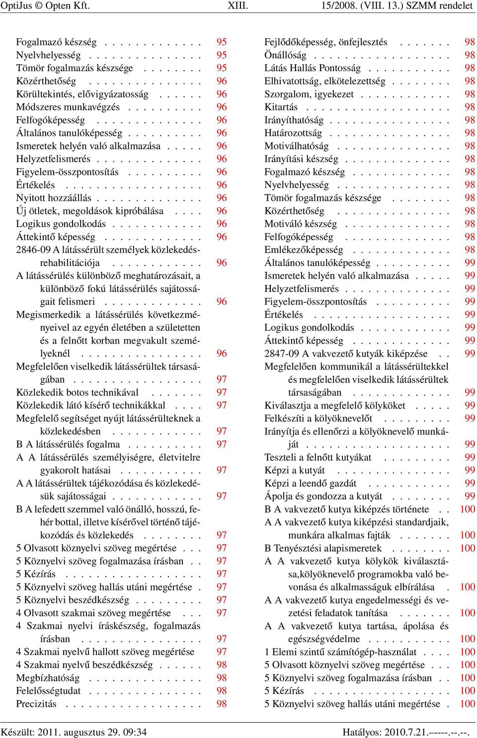 .... 96 Helyzetfelismerés.............. 96 Figyelem-összpontosítás.......... 96 Értékelés.................. 96 Nyitott hozzáállás.............. 96 Új ötletek, megoldások kipróbálása.