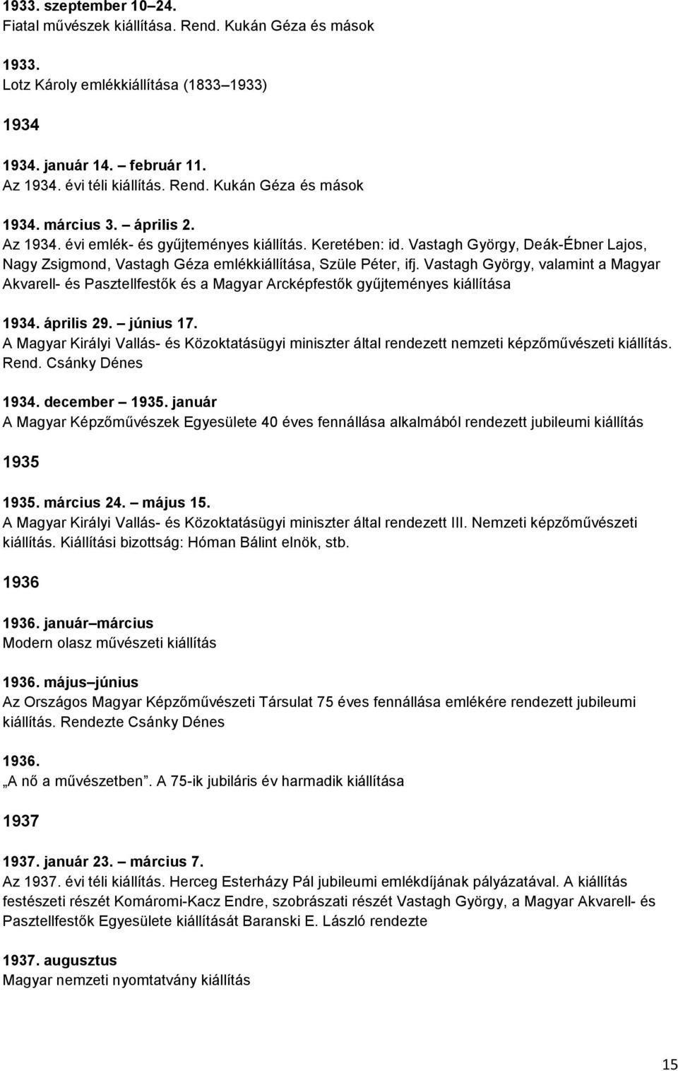 Vastagh György, valamint a Magyar Akvarell- és Pasztellfestők és a Magyar Arcképfestők gyűjteményes kiállítása 1934. április 29. június 17.